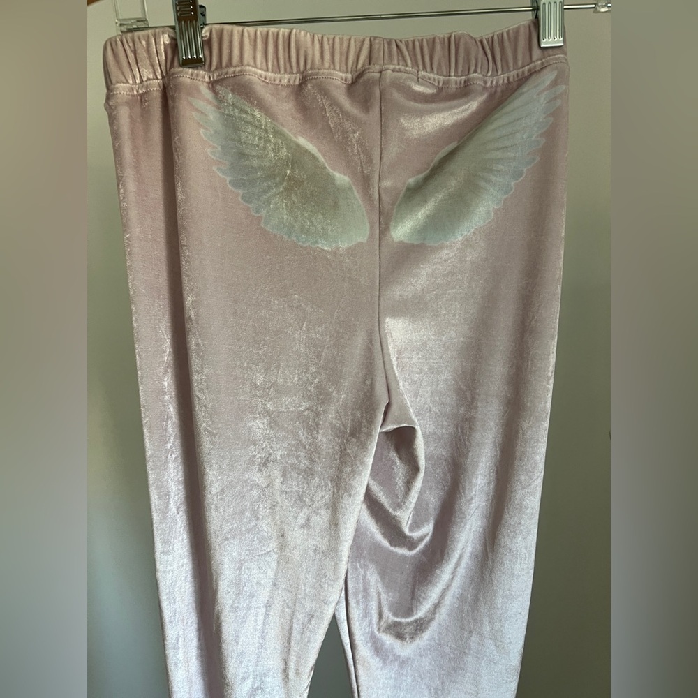 Wildfox velour leggings with Angel Wing Design